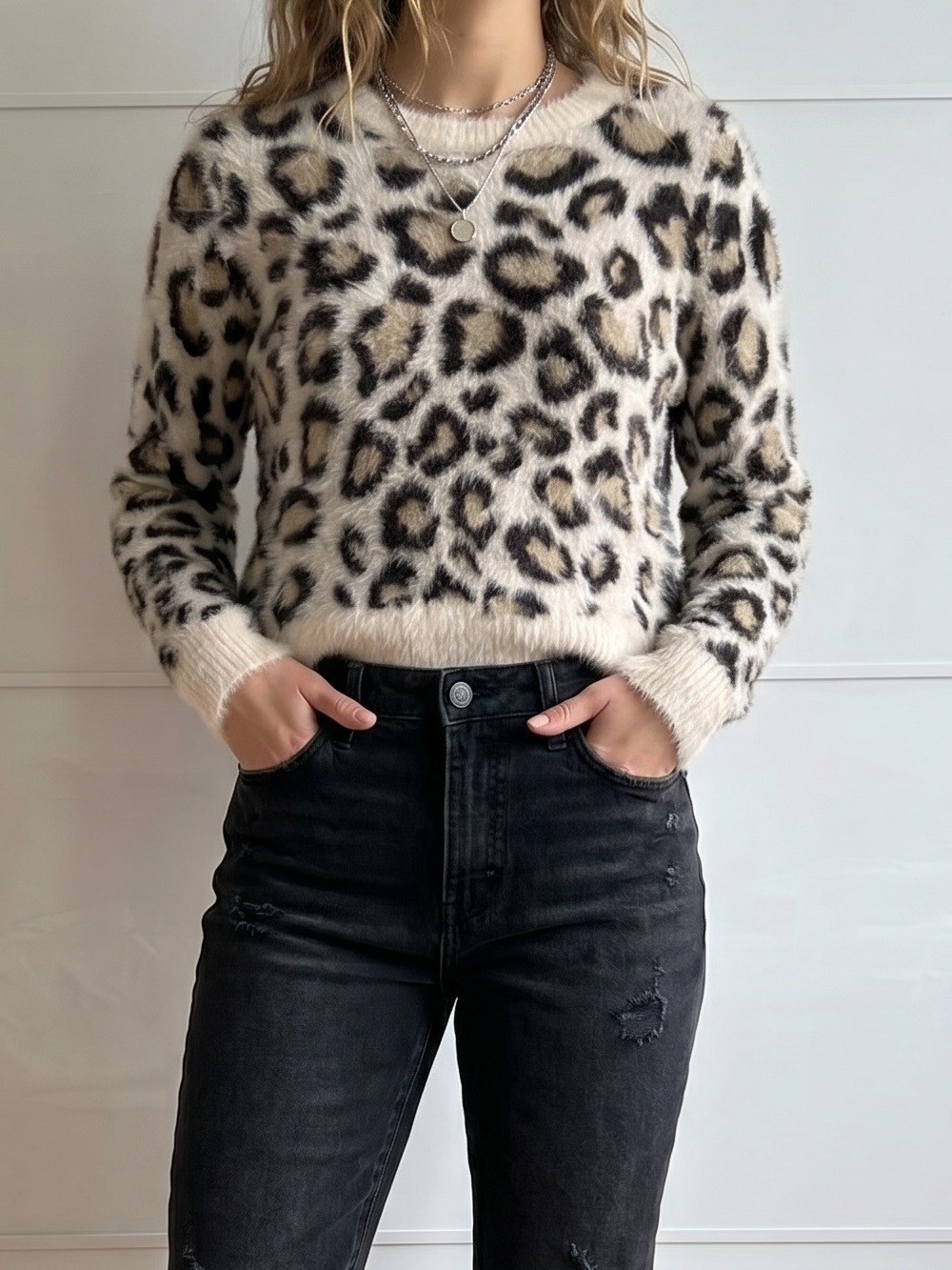 Philosophy *Very Soft* Leopard Print Eyelash Knit Sweater
